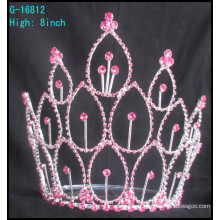 Hot selling factory directement accessoires pour les cheveux Pink rhinestones tiara nuptiale